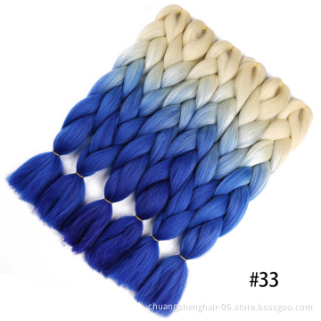Wholesale high quality crochet hair synthetic soft braiding hair omber black bleue original braid jumbo crochet braids